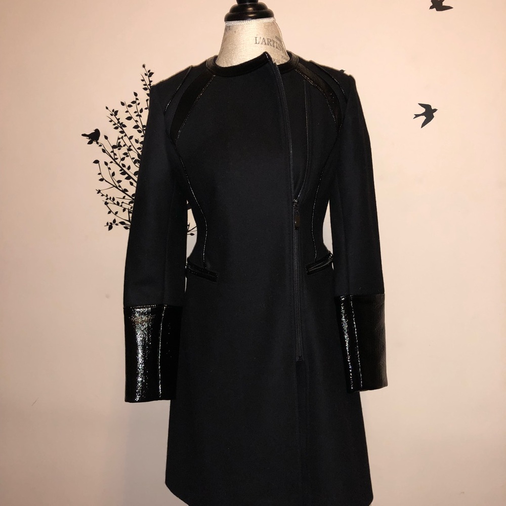Via Spiga wool and pleather coat
